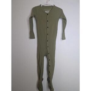 L'ovedbaby Organic Cotton Footed Sleeper 18-24M Olive Green Ribbed Snap Pajama